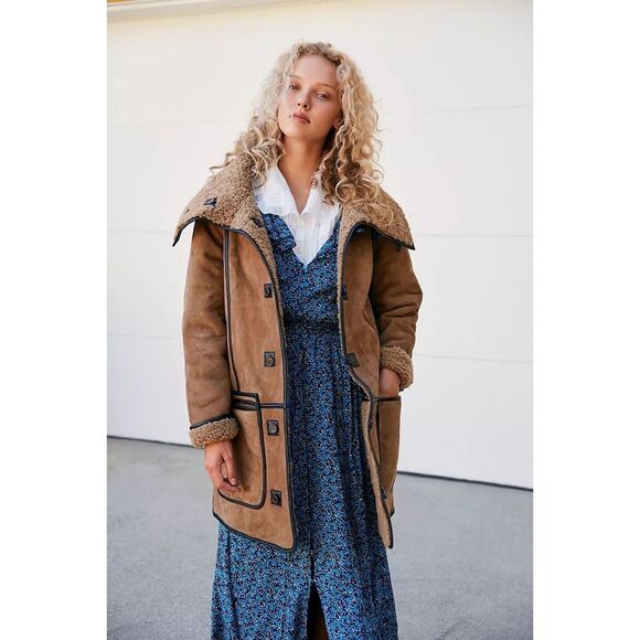 Free People x Nicholas K Alpine Reversible Sheepskin Shearling Leather Fur Coat - Picture 13 of 16